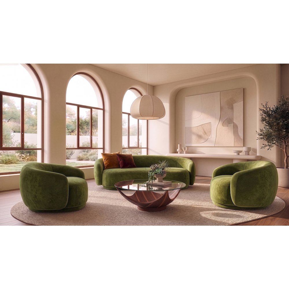Andrew - Modern Green Fabric Sofa