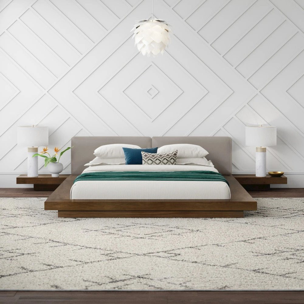 Modrest Tokyo - Eastern King Contemporary Walnut and Grey Platform Bed