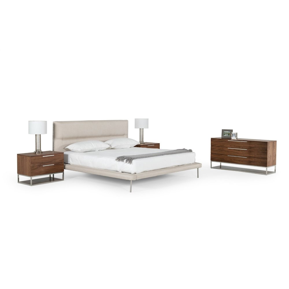 Modrest Bergeron - Eastern King Contemporary Cream Woven Fabric Bed