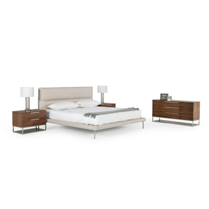 Modrest Bergeron - Eastern King Contemporary Cream Woven Fabric Bed