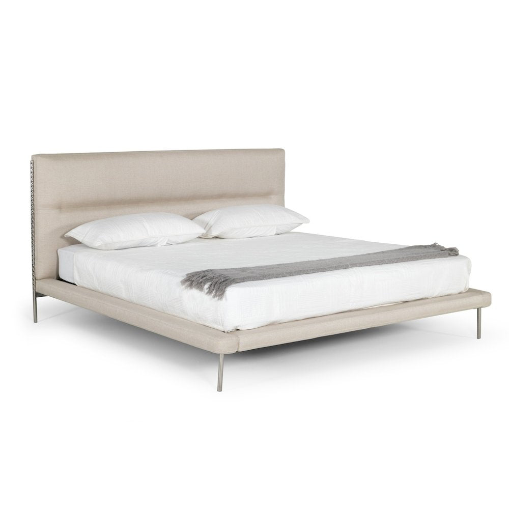 Modrest Bergeron - Eastern King Contemporary Cream Woven Fabric Bed