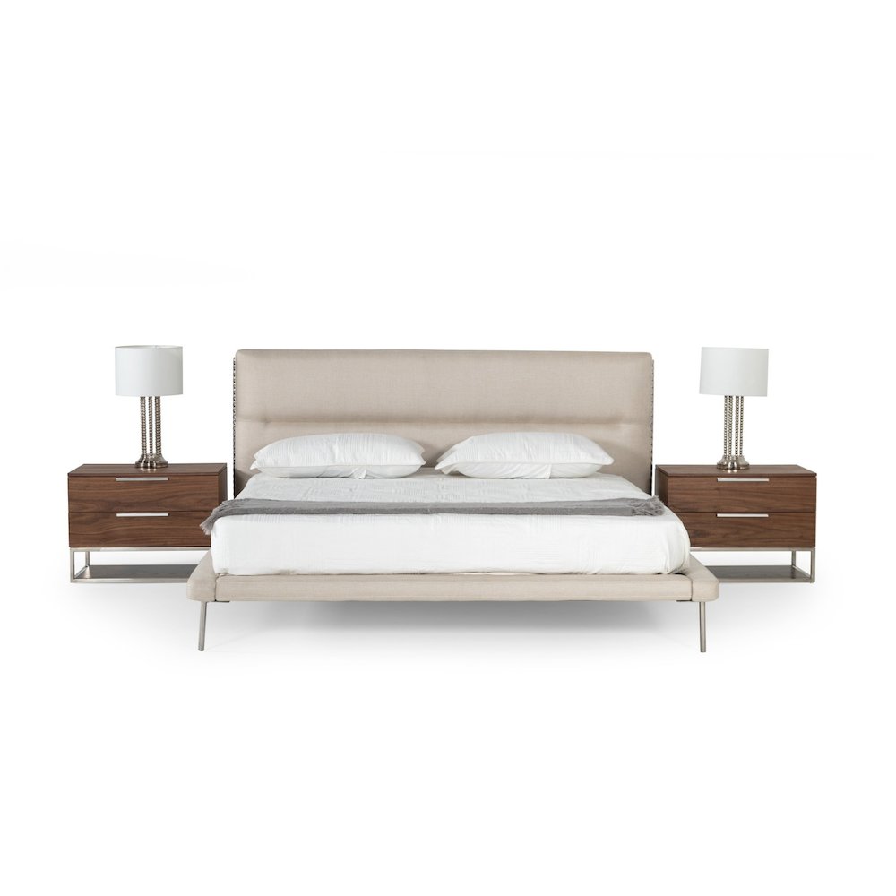 Modrest Bergeron - Eastern King Contemporary Cream Woven Fabric Bed