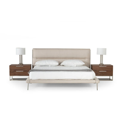 Modrest Bergeron - Eastern King Contemporary Cream Woven Fabric Bed