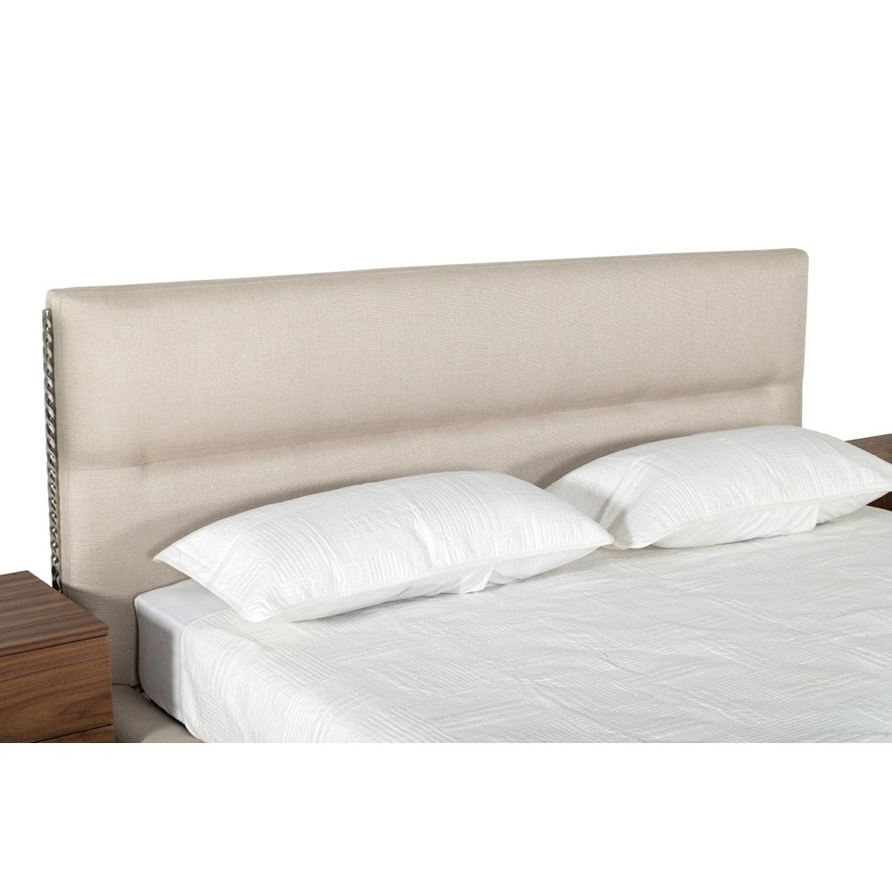 Modrest Bergeron - Eastern King Contemporary Cream Woven Fabric Bed