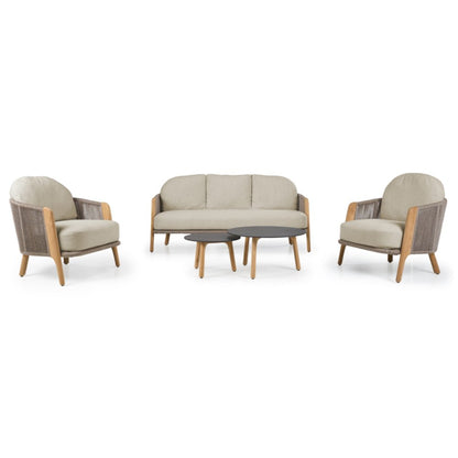 Cayman - Outdoor Beige + Teak Sofa Set