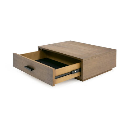 Eastern King Contemporary Walnut and Grey Bed with Two Nightstands