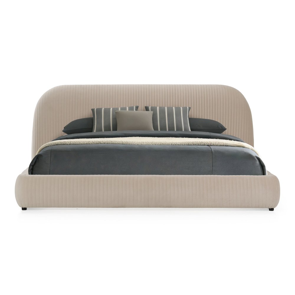 Eastern King Hortman - Modern Off-White Fabric Bed