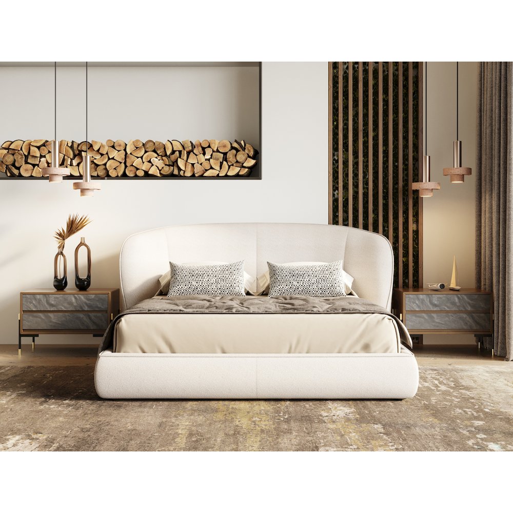 Modrest Lambert - Eastern King Modern Beige Upholstered Bed