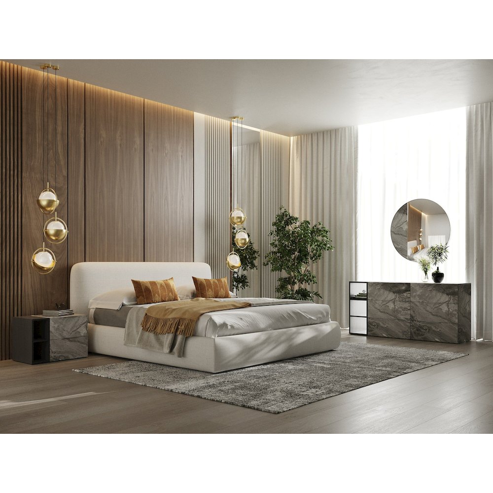 Modrest Liam - Eastern King Modern Ivory Upholstered Bed