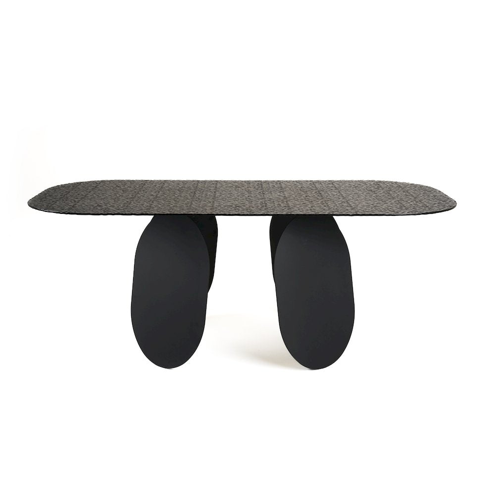 Modrest Maxine - Modern Hammered Grey Glass Rectangular Dining Table