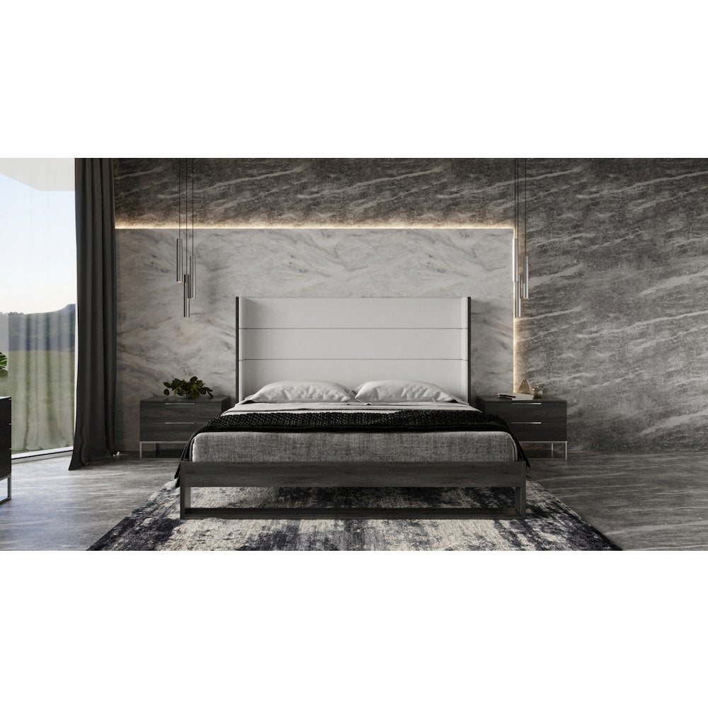 Modrest Heloise - Eastern King Contemporary White and Grey Bed