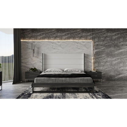 Modrest Heloise - Eastern King Contemporary White and Grey Bed