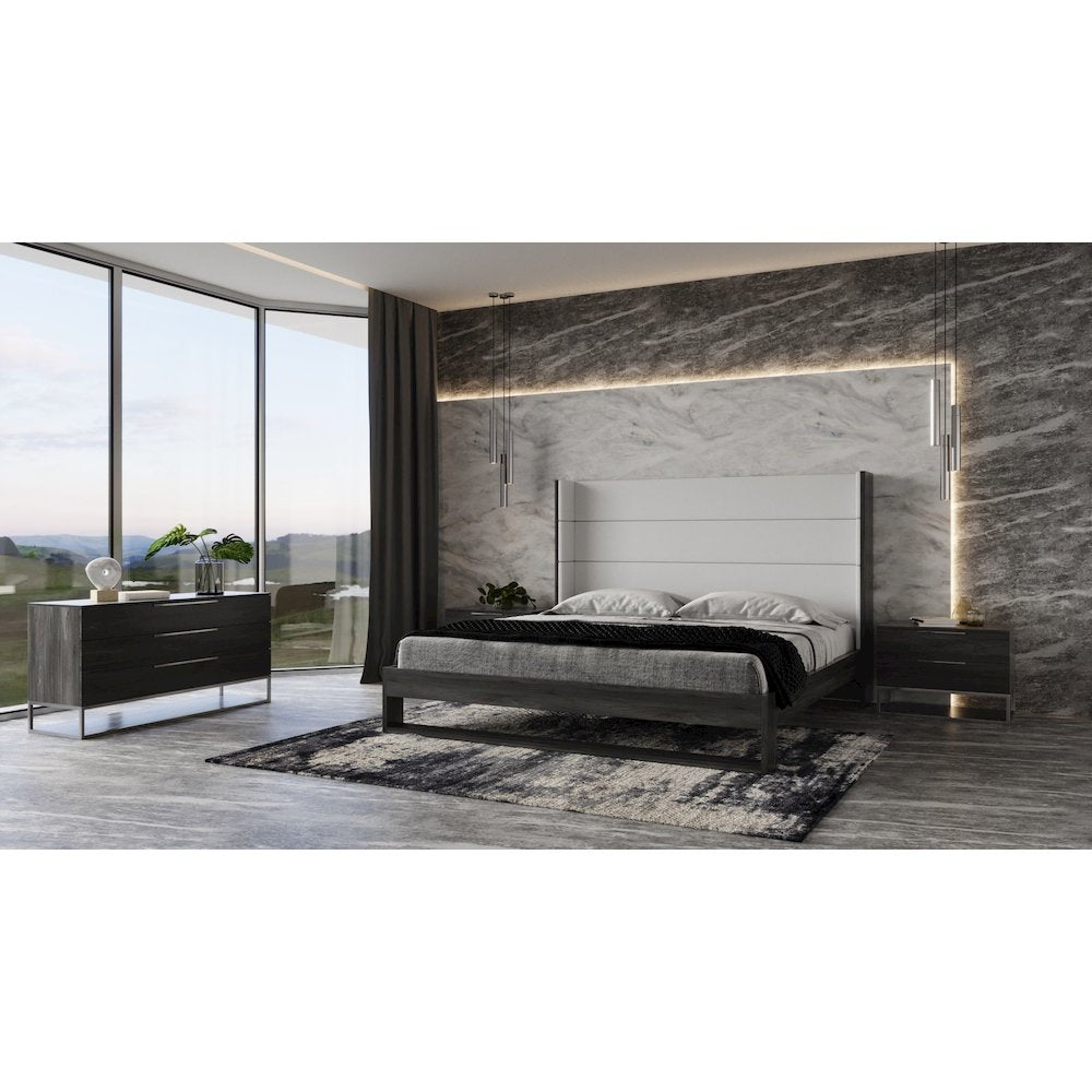 Modrest Heloise - Eastern King Contemporary White and Grey Bed