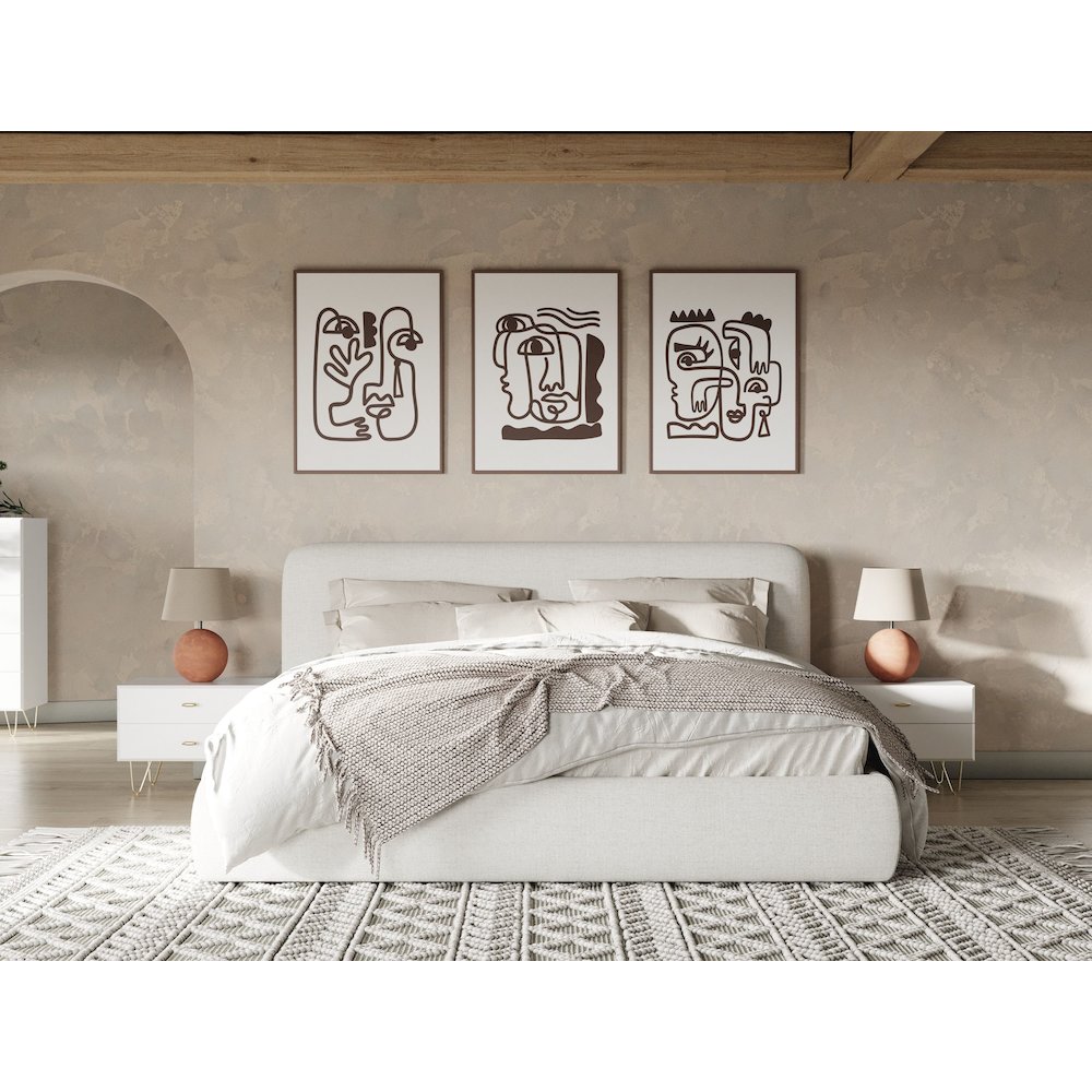 Modrest Liam - Eastern King Modern Ivory Upholstered Bed