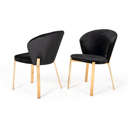 Modrest Nadia Modern Black Velvet & Rosegold Dining Chair (Set of 2)