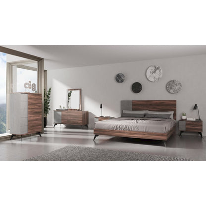 Nova Domus Palermo - Eastern King Modern Faux Concrete and Walnut Bed