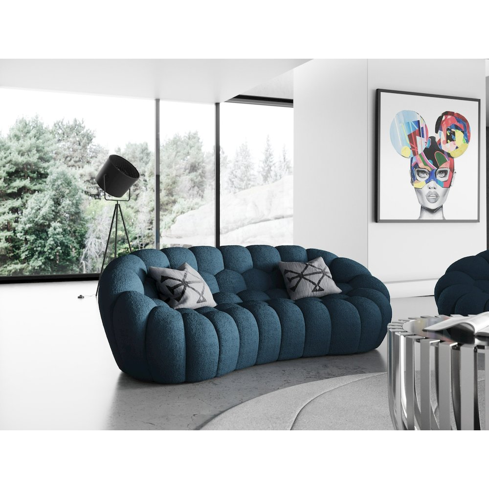 Divani Casa Yolonda - Modern Curved Dark Teal Fabric Loveseat