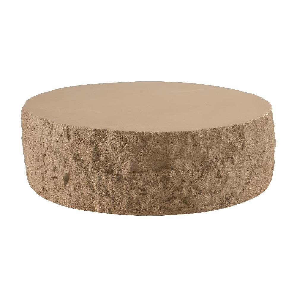 Round Beige Coffee Table with Fiberglass Construction and Modern Design