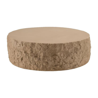 Round Beige Coffee Table with Fiberglass Construction and Modern Design