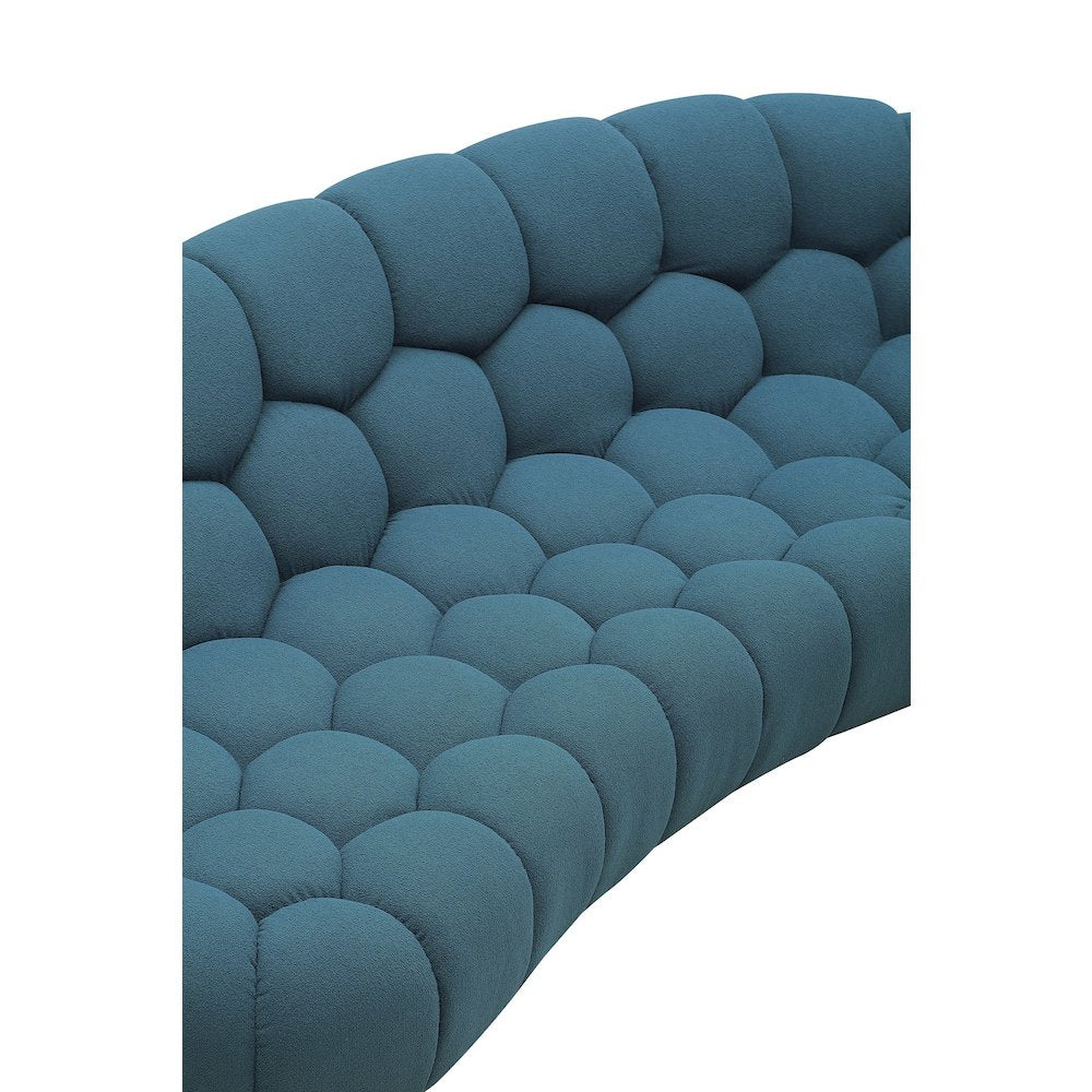 Divani Casa Yolonda - Modern Curved Dark Teal Fabric Loveseat