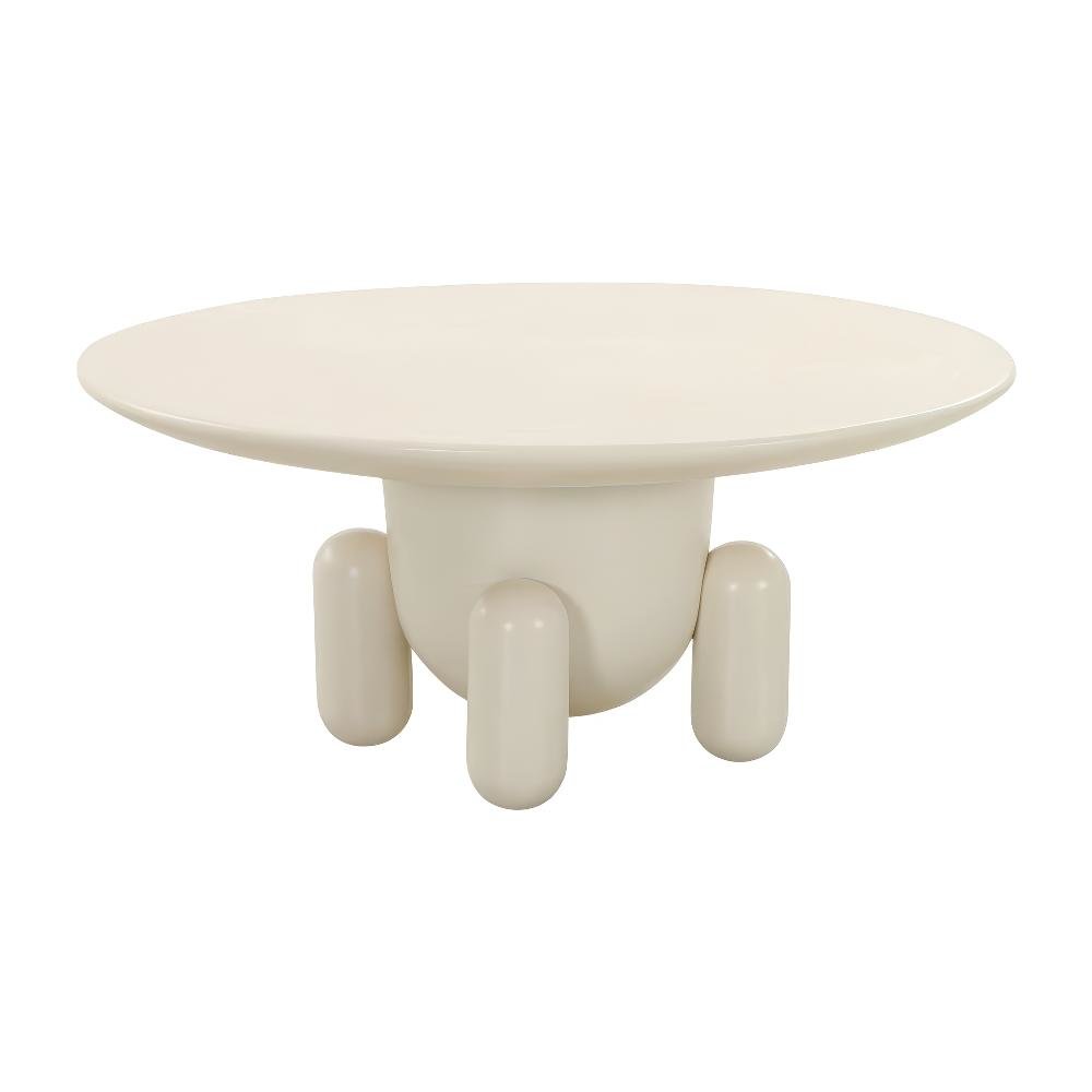 White Round Coffee Table Fiberglass Modern Accent Starlight Canyon Home