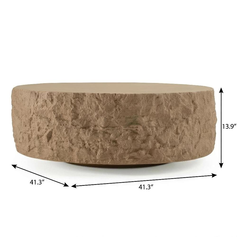 Round Beige Coffee Table with Fiberglass Construction and Modern Design