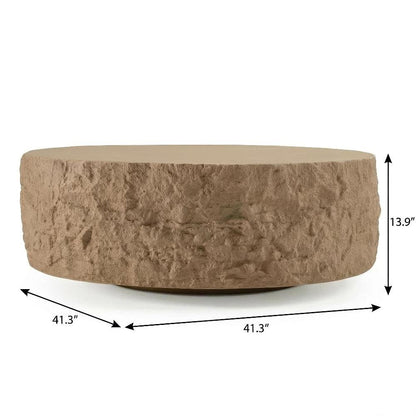 Round Beige Coffee Table with Fiberglass Construction and Modern Design
