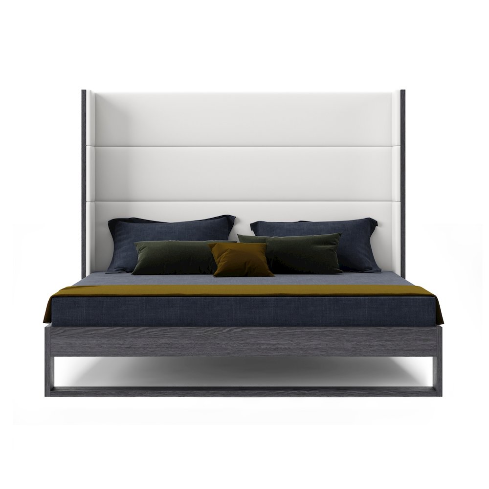 Modrest Heloise - Eastern King Contemporary White and Grey Bed