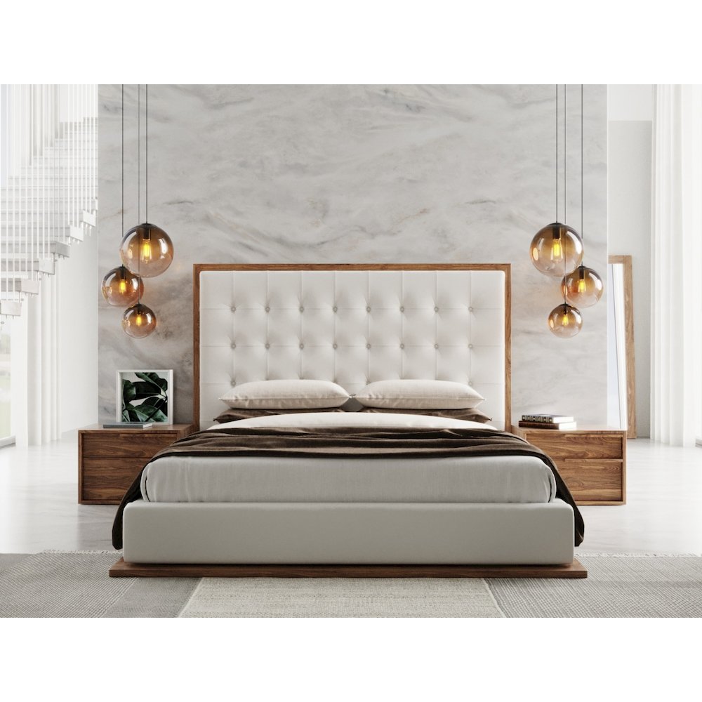 Modrest Amberlie - California King Modern White and Walnut Bed