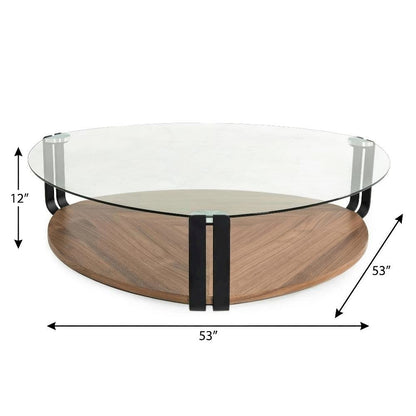 Gray Coffee Table with Glass Top and Metal Frame, Modern Veneer Design