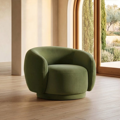 Andrew - Modern Green Fabric Swivel Accent Chair