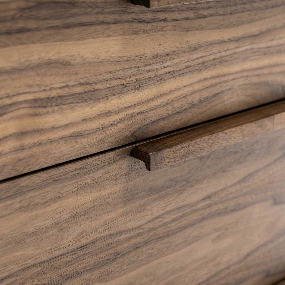 Modern Walnut Nightstand with Bottom Drawer and Storage Space