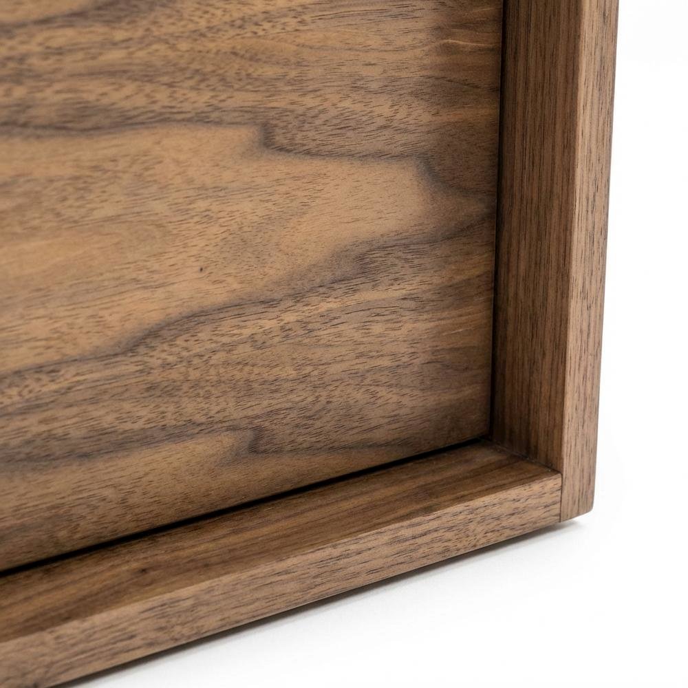 Modern Walnut Nightstand with Bottom Drawer and Storage Space