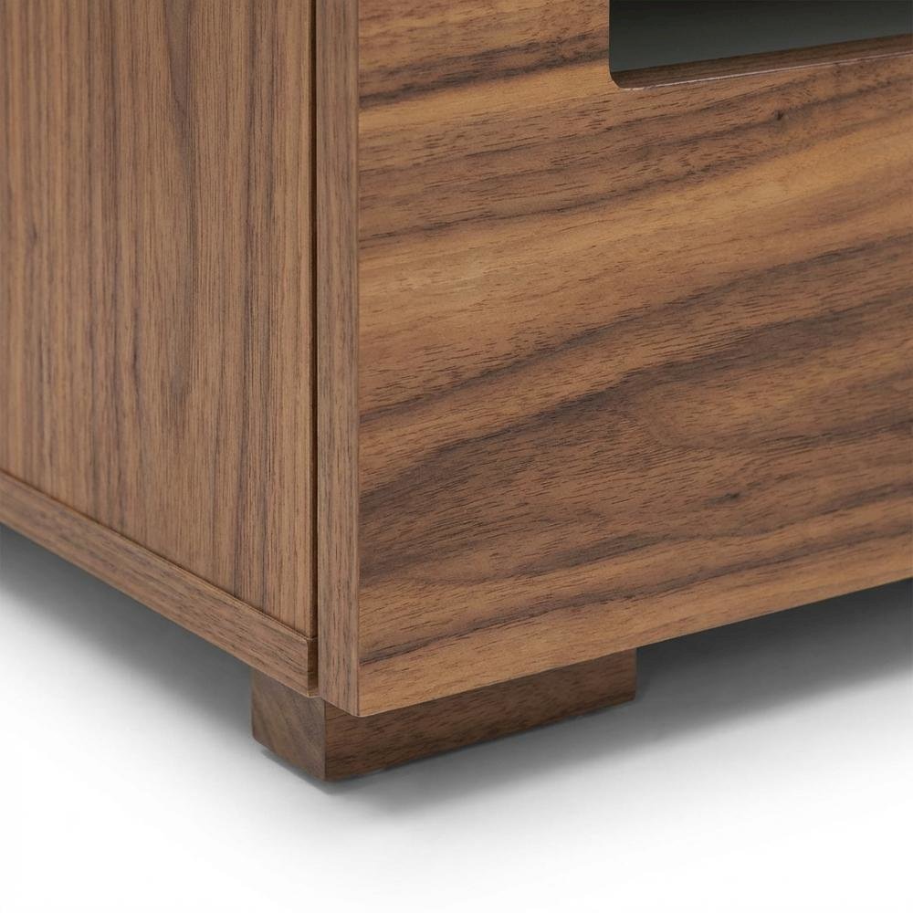 Walnut Nightstand with Contemporary Led Lighting for Bedroom