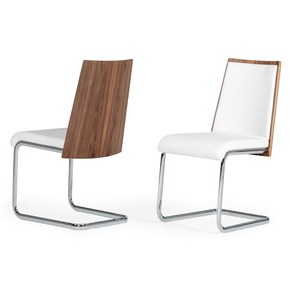 Morgan - Modern White and Walnut Dining Chair (Set of 2)