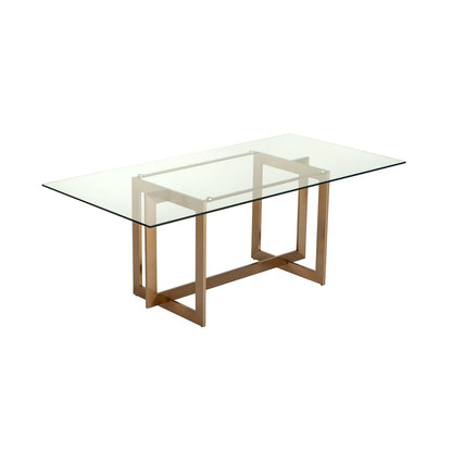 Keaton Modern Glass and Brass Dining Table