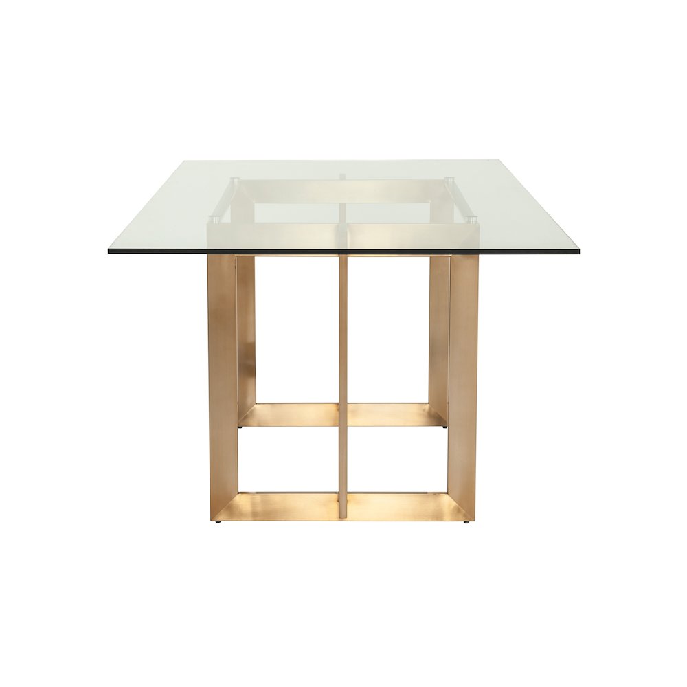 Keaton Modern Glass and Brass Dining Table