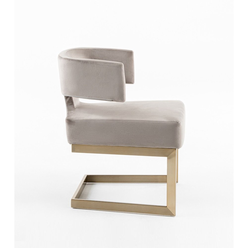 Modrest Calvo Modern Off-White Velvet & Brass Dining Chair