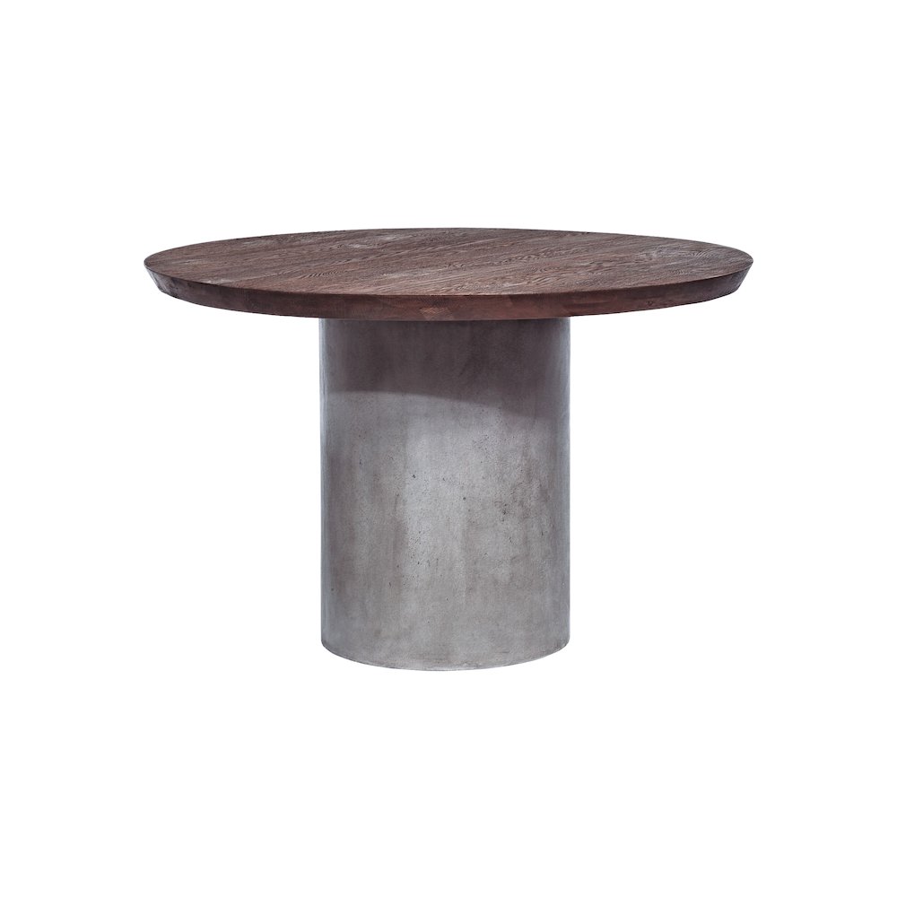 Modrest Renzo Modern Round Oak & Concrete Dining Table