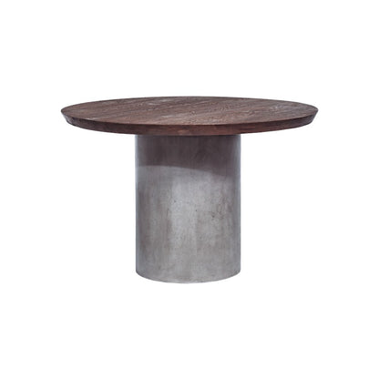 Modrest Renzo Modern Round Oak & Concrete Dining Table