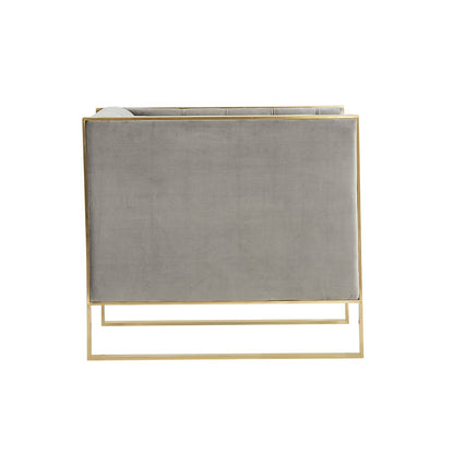 Divani Casa Carlos Modern Grey Velvet & Gold Accent Chair