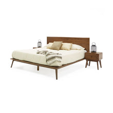 Carmen Marshall Mid-Century Modern Walnut Eastern King Bed Nightstands Set