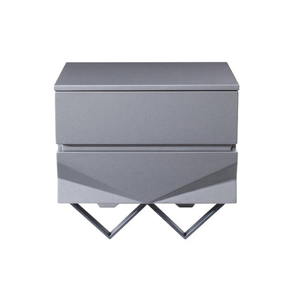 Modrest Duke Modern Grey & Black Gun Chrome Nightstand