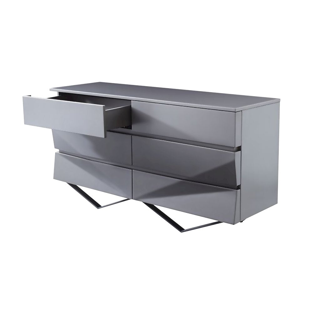 Modrest Duke Modern Grey & Black Gun Chrome Dresser