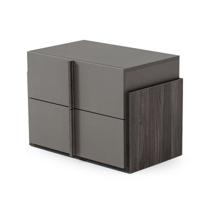 Nova Domus Lucia - Italian Modern Elm and Matte Grey Nightstand