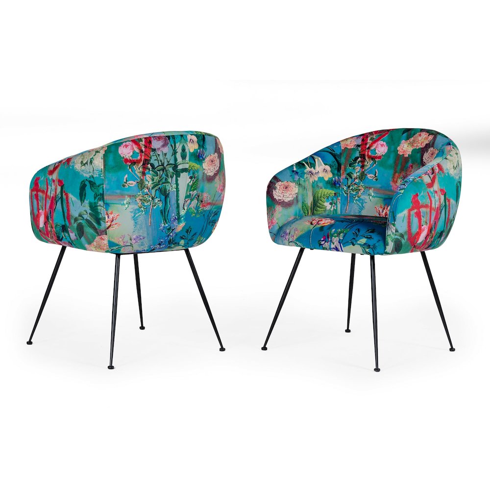 Modrest Roxann - Contemporary Floral Velvet Dining Chair