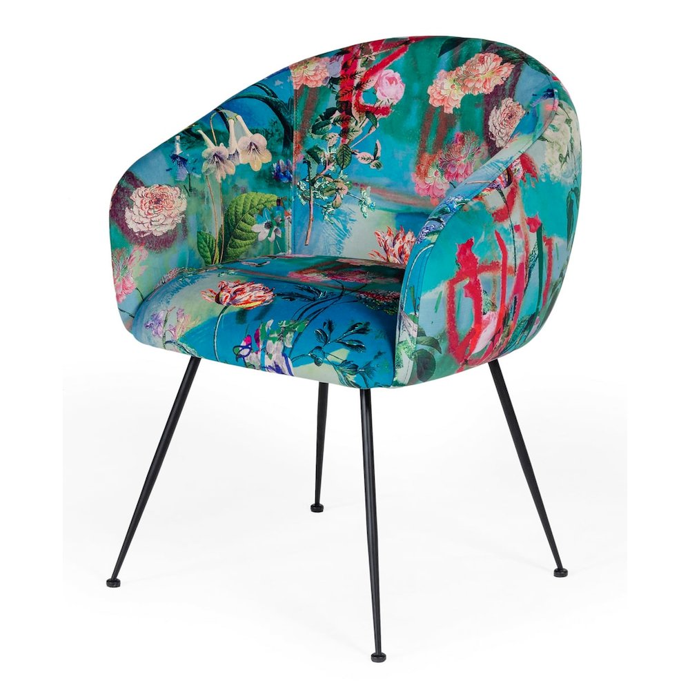 Modrest Roxann - Contemporary Floral Velvet Dining Chair
