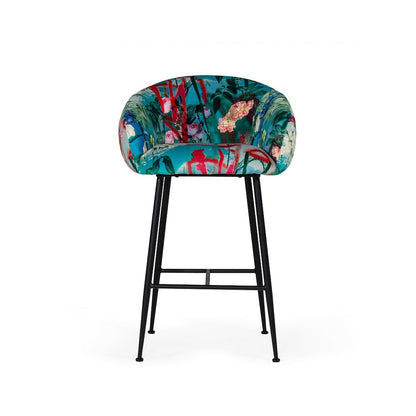 Modrest Roxann - Contemporary Floral Velvet Bar Stool