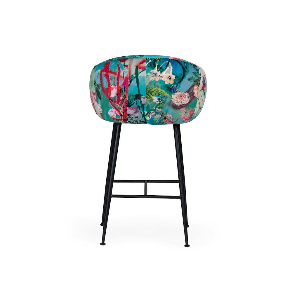 Modrest Roxann - Contemporary Floral Velvet Bar Stool