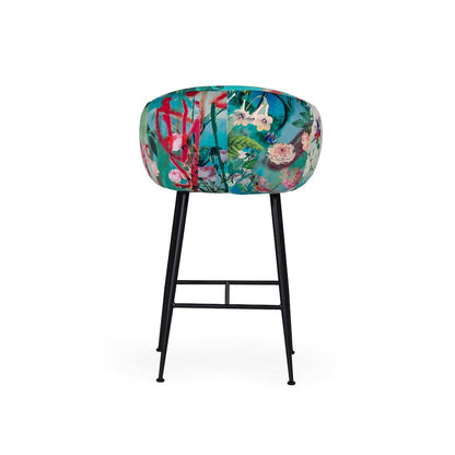 Modrest Roxann - Contemporary Floral Velvet Bar Stool